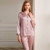 Ensemble de pyjama long classique en soie à col en V 