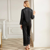 Ensemble de pyjama long classique en soie à col en V 