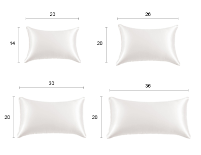 Différentes tailles de taie d\'oreiller en soie 