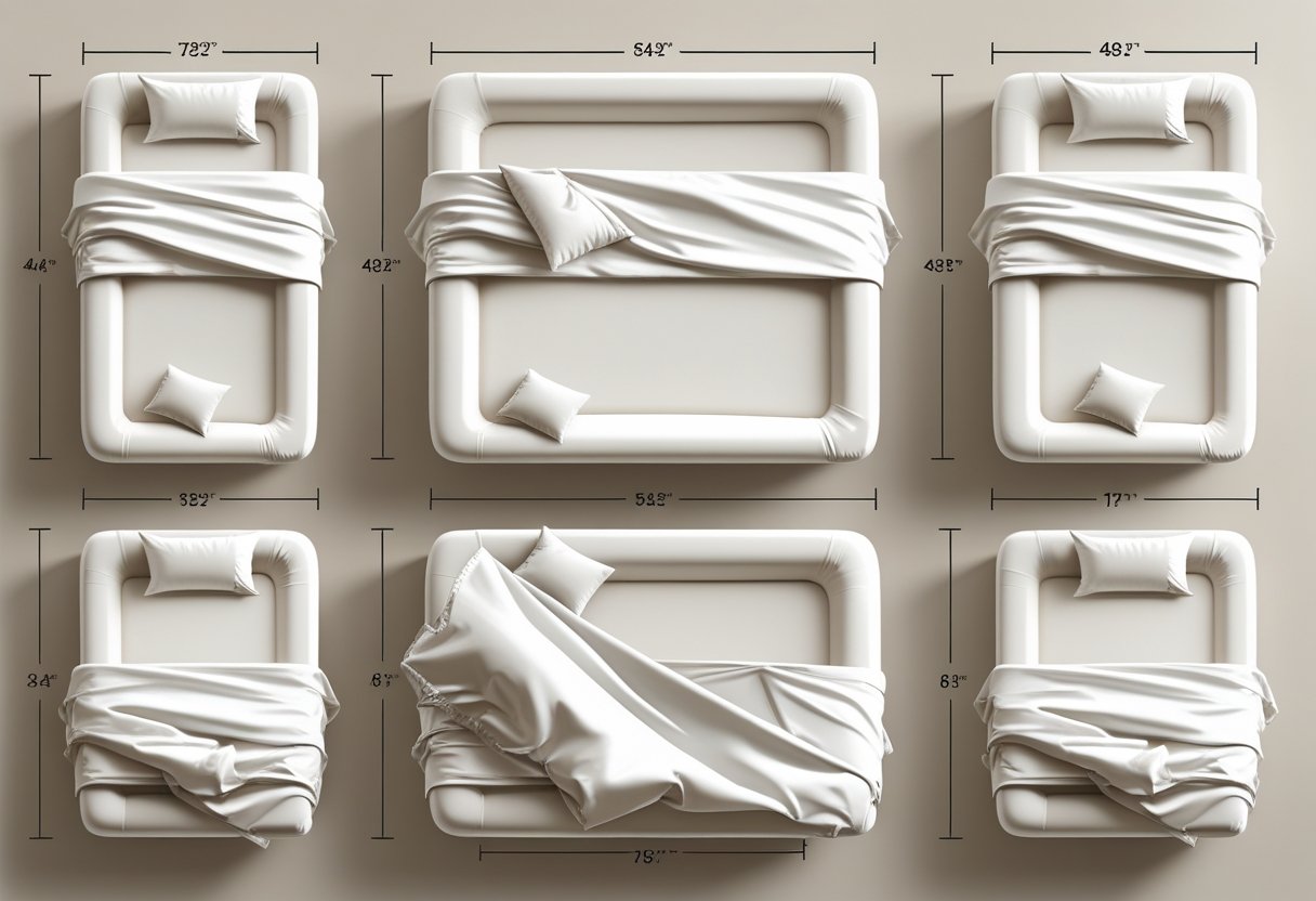 Tailles de feuille de lit et dimensions Guide: Tableau de taille de feuille
