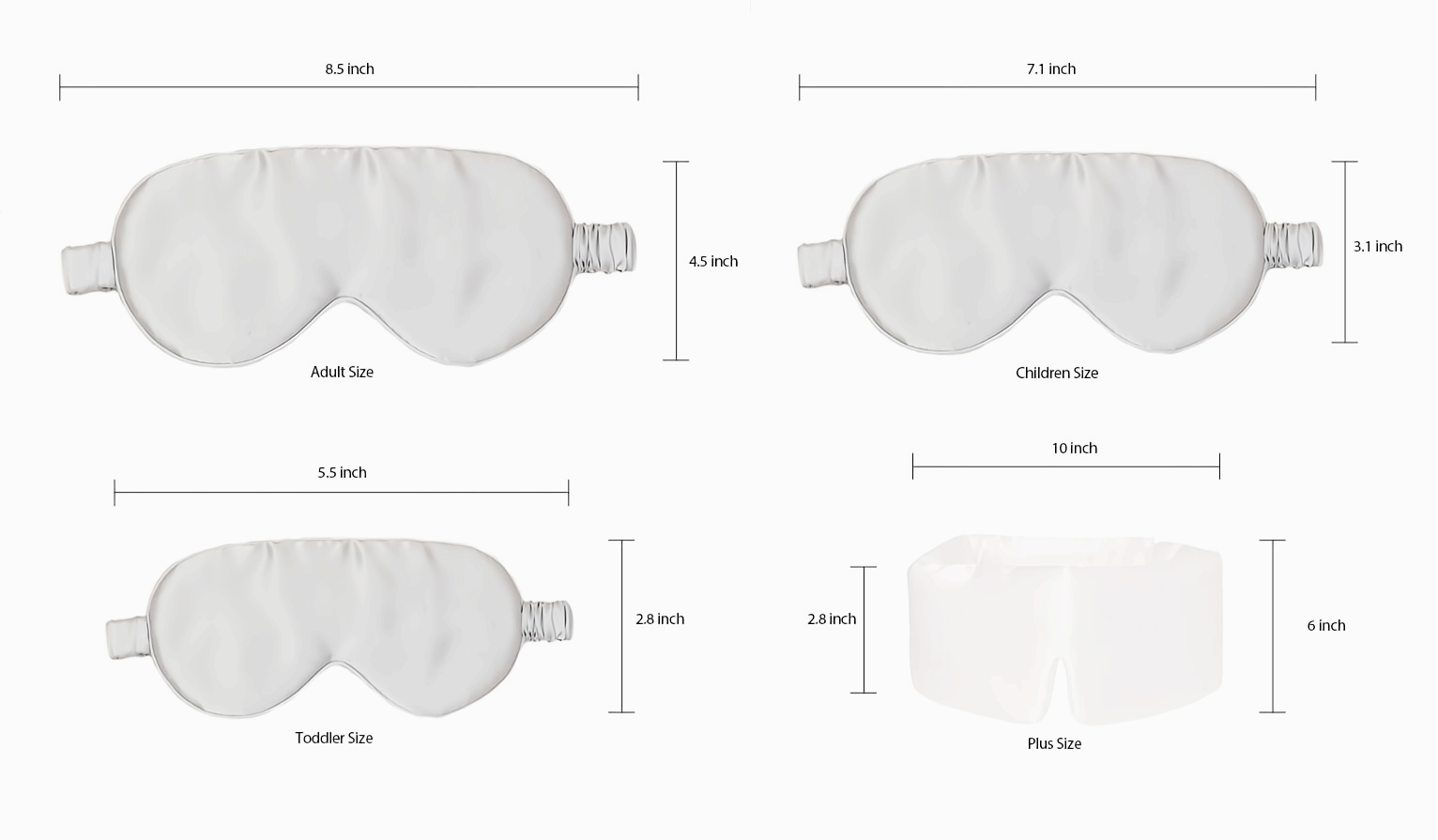 taille du masque pour les yeux en soie